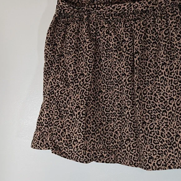 American Eagle Leopard Print Black & Brown Paper Bag Waist Mini Skirt Large - Picture 7 of 9